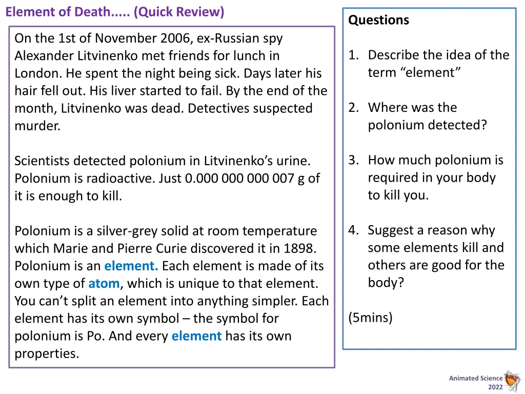 element of death quick review