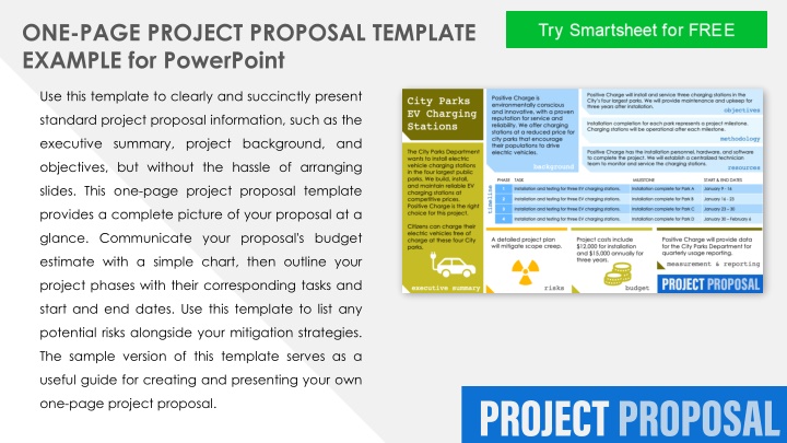 one page project proposal template example
