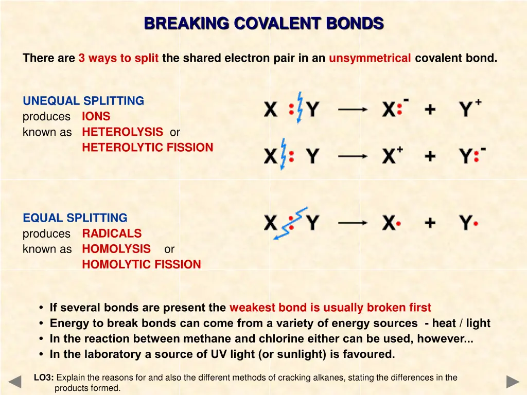 breaking covalent bonds