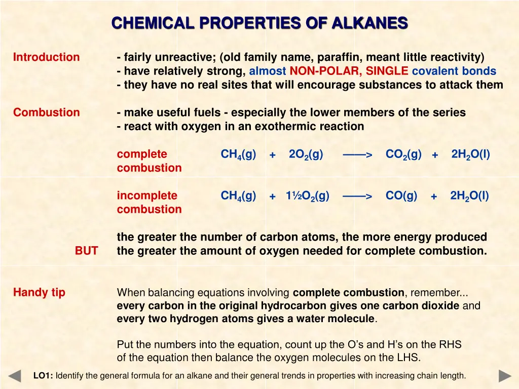 chemical properties of alkanes