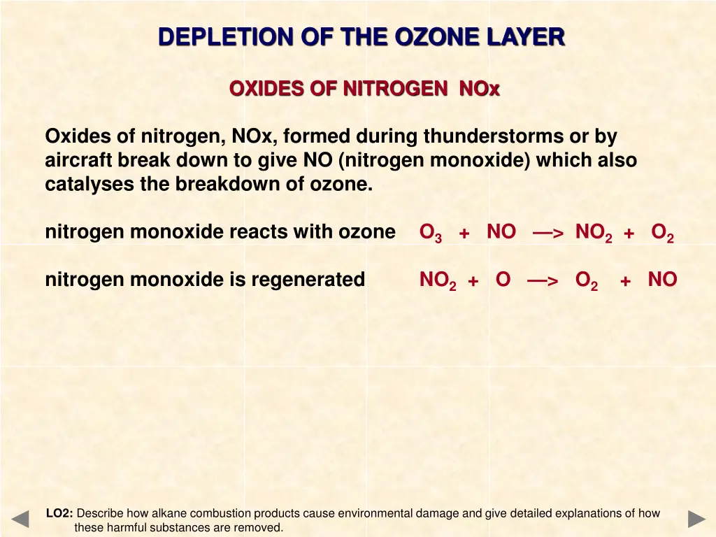 depletion of the ozone layer