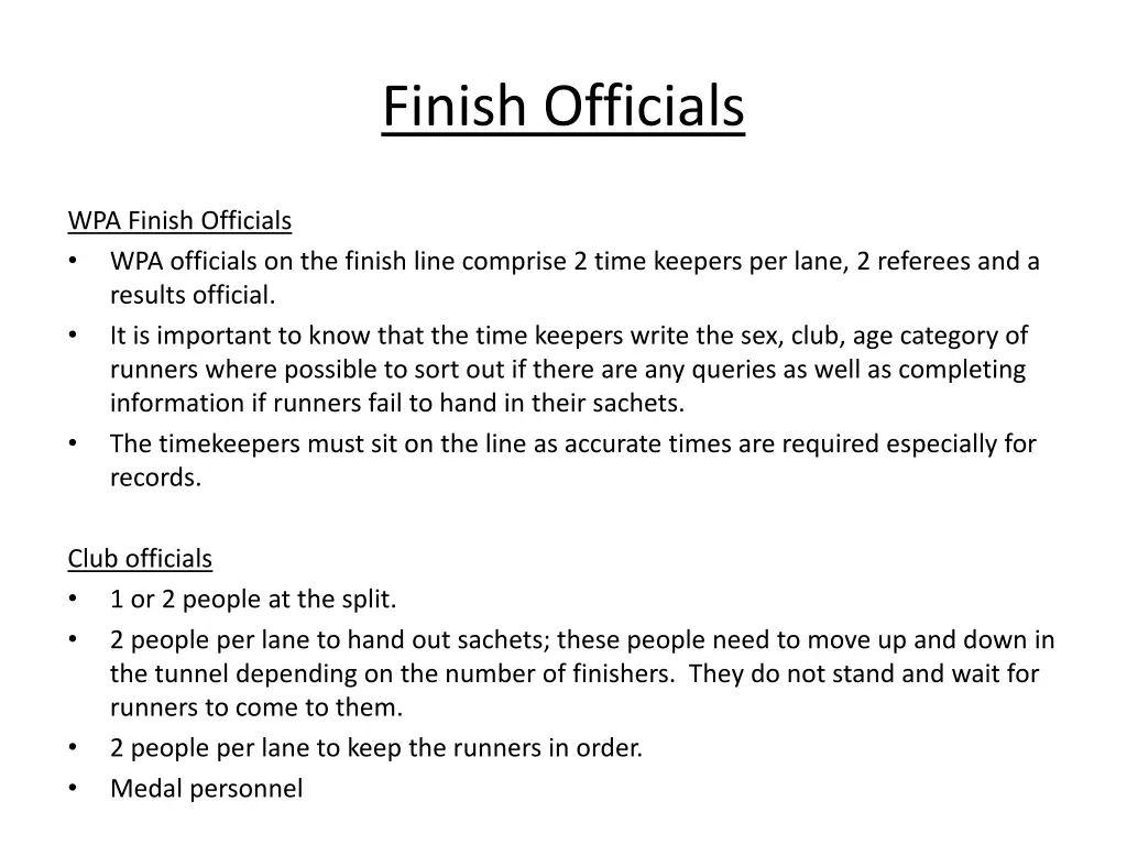 finish officials