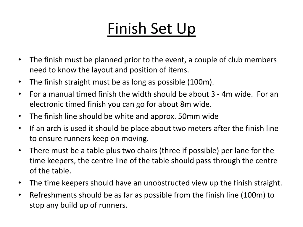 finish set up