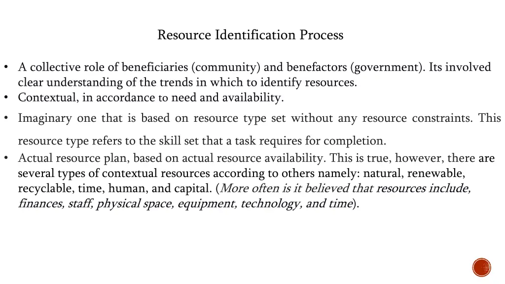 resource identification process