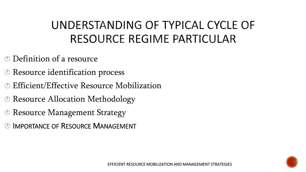 understanding of typical cycle of resource regime