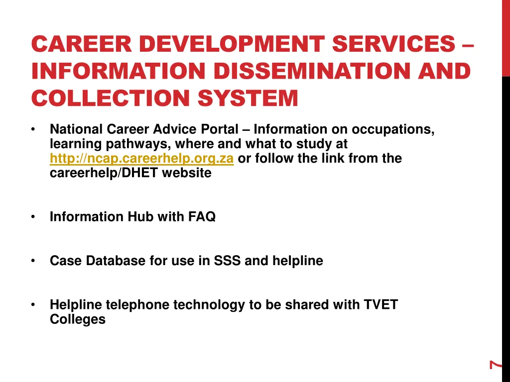 career development services information