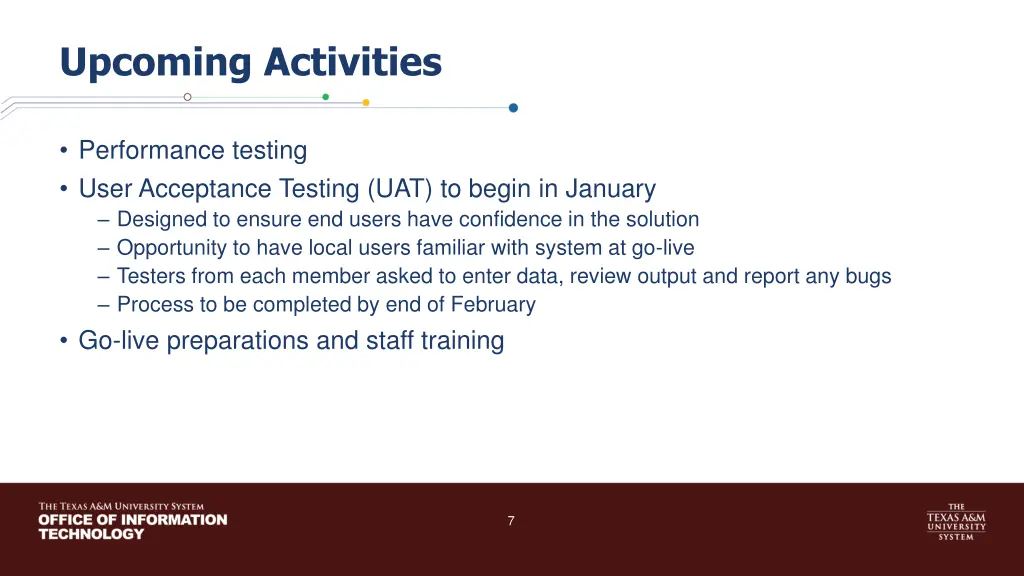 upcoming activities