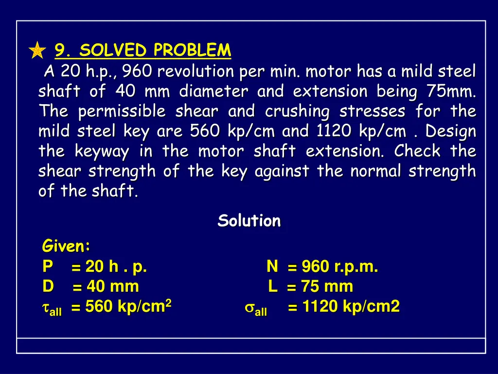 9 solved problem a 20 h p 960 revolution
