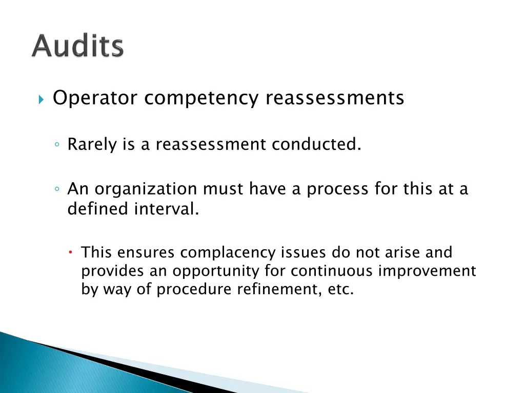 operator competency reassessments