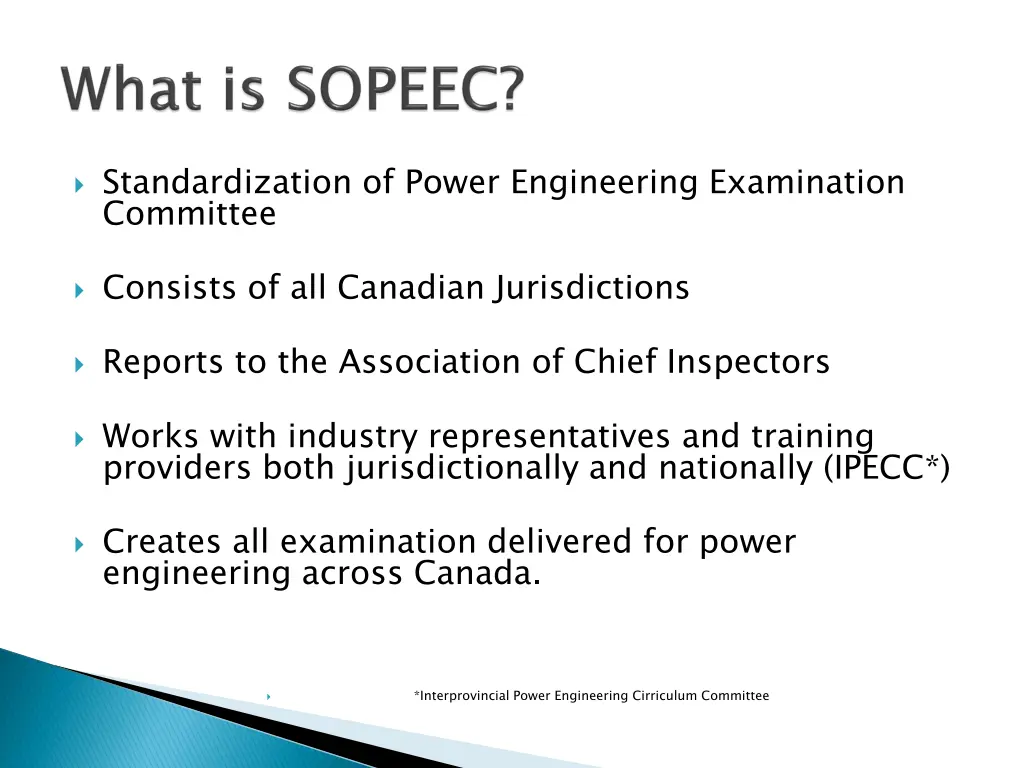 standardization of power engineering examination