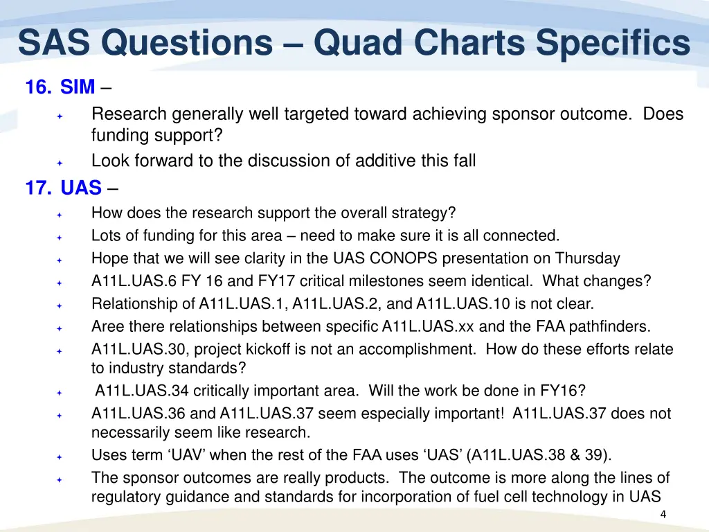 sas questions quad charts specifics