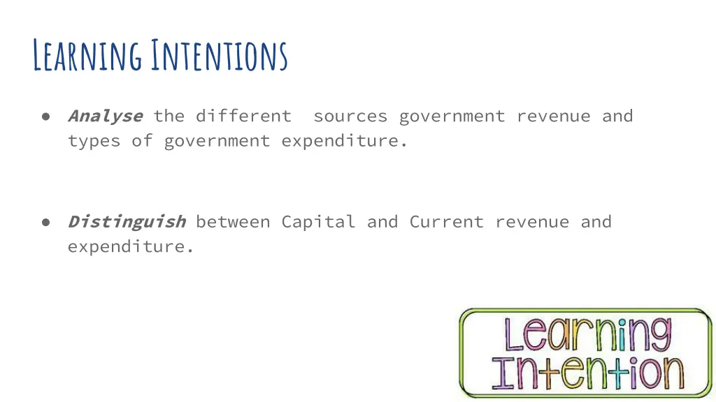 learning intentions