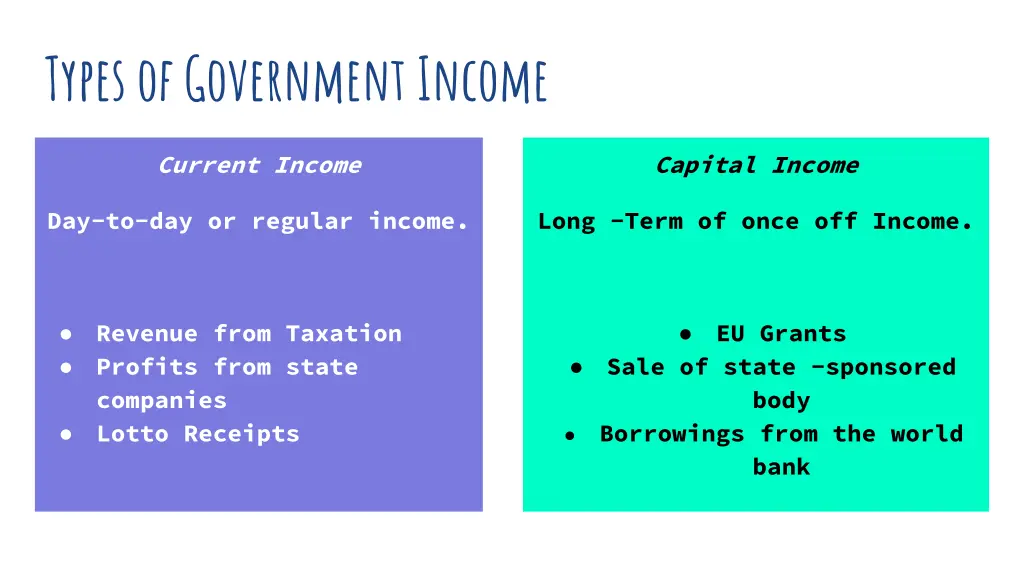 types of government income