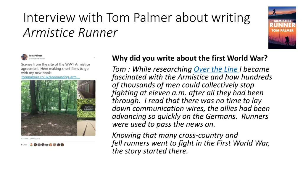interview with tom palmer about writing armistice