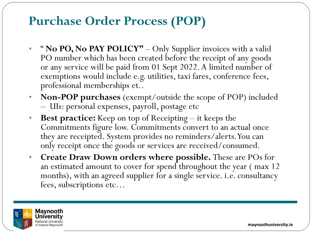 purchase order process pop