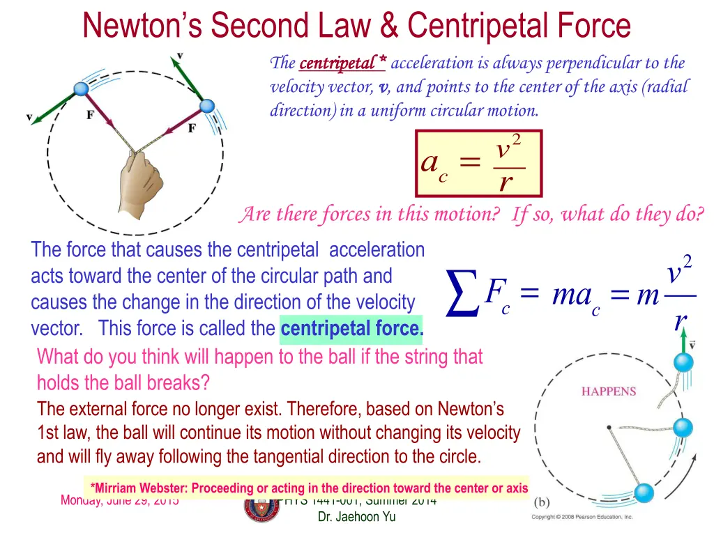 newton s second law centripetal force