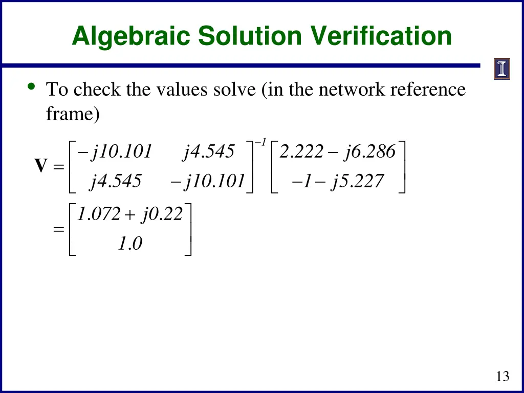 algebraic solution verification