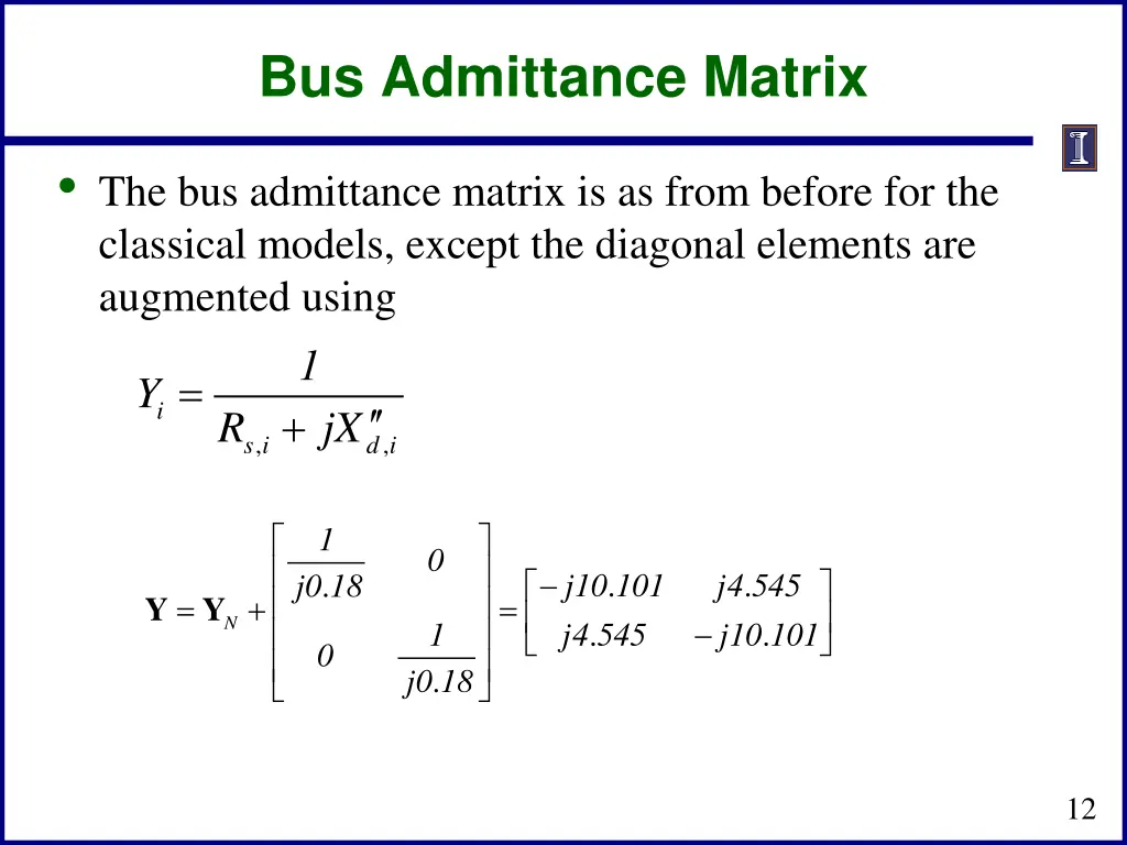 bus admittance matrix