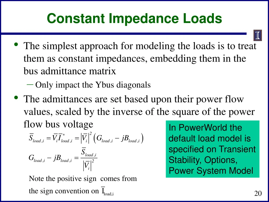 constant impedance loads