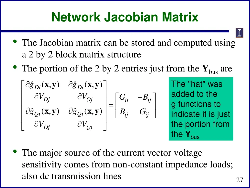 network jacobian matrix