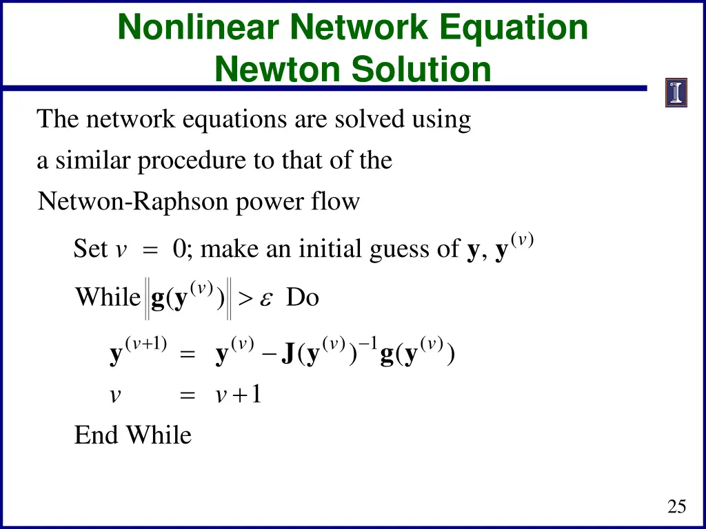 nonlinear network equation newton solution