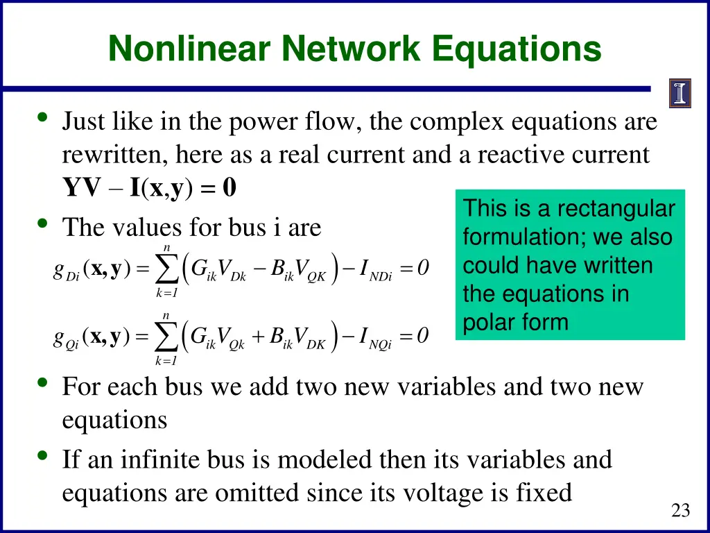 nonlinear network equations 1