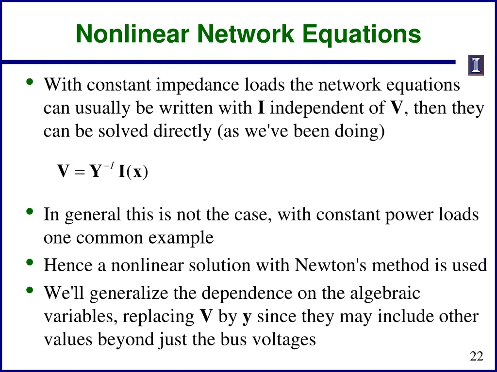 nonlinear network equations