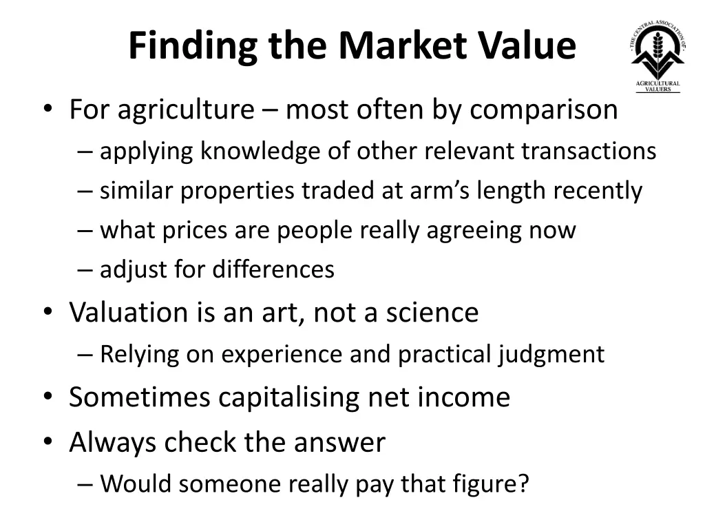 finding the market value