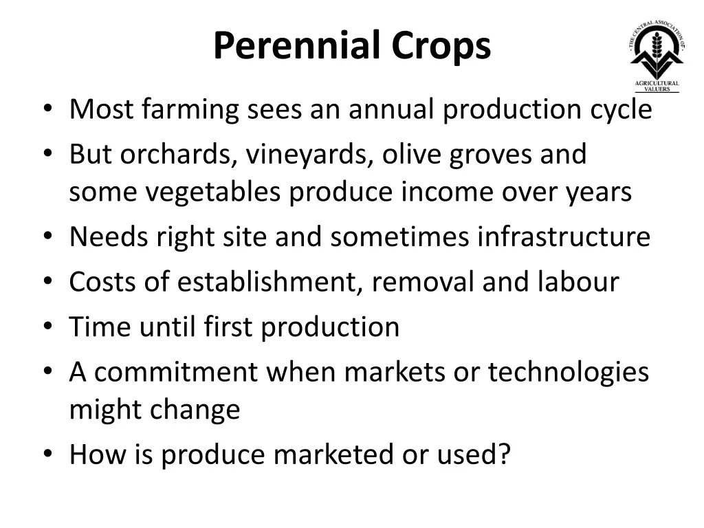 perennial crops