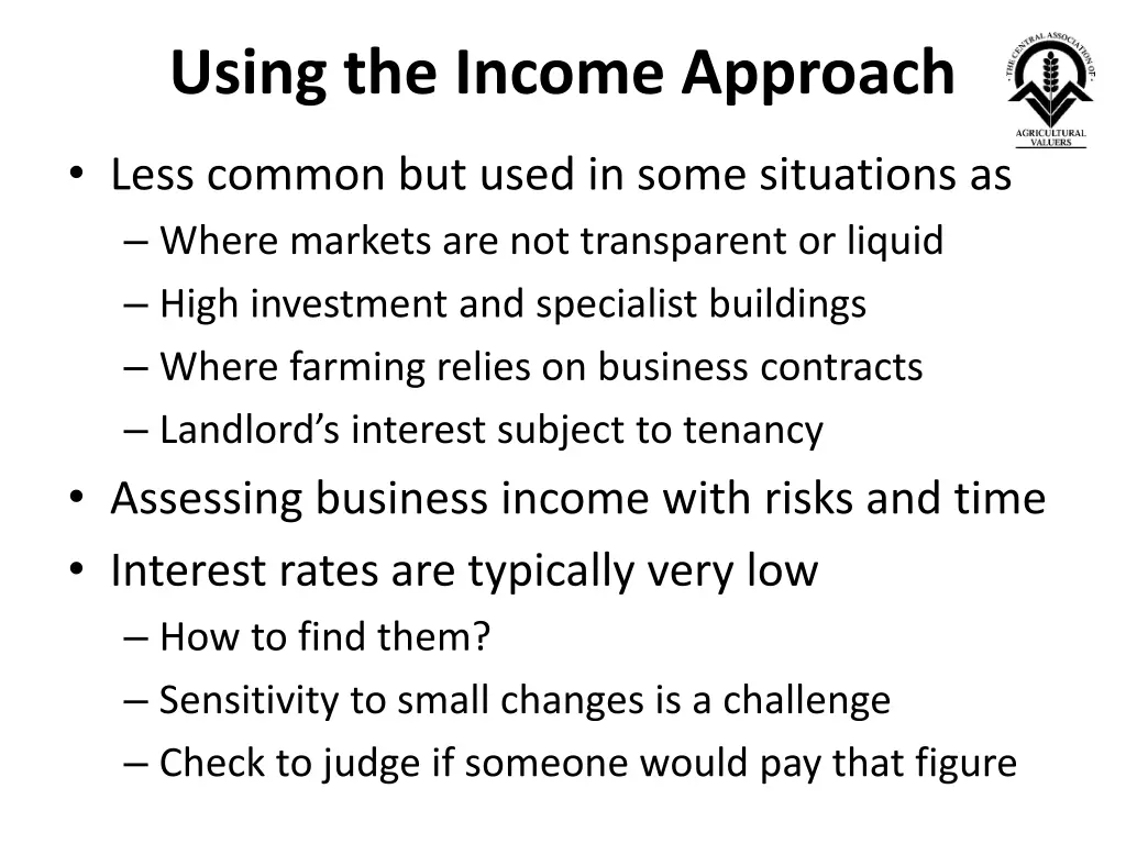 using the income approach