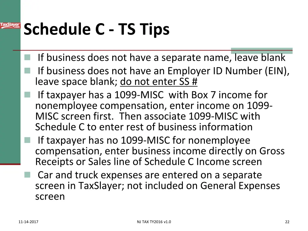 schedule c ts tips