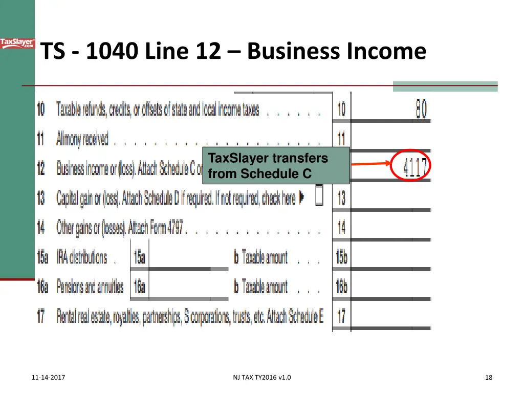 ts 1040 line 12 business income
