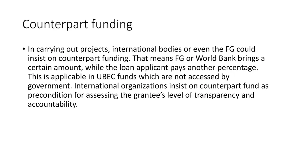 counterpart funding