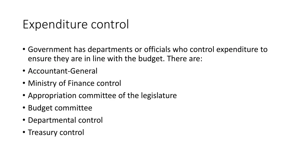 expenditure control