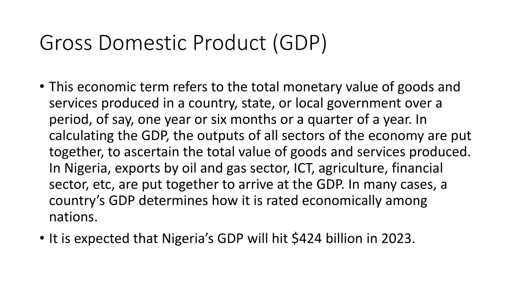 gross domestic product gdp