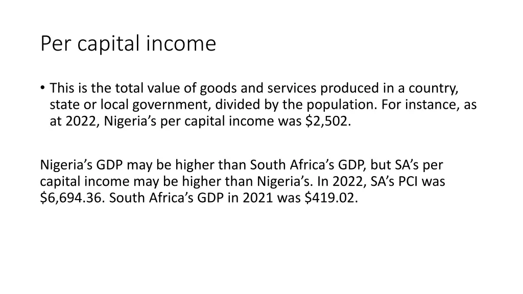 per capital income