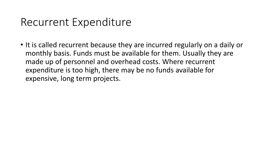 recurrent expenditure