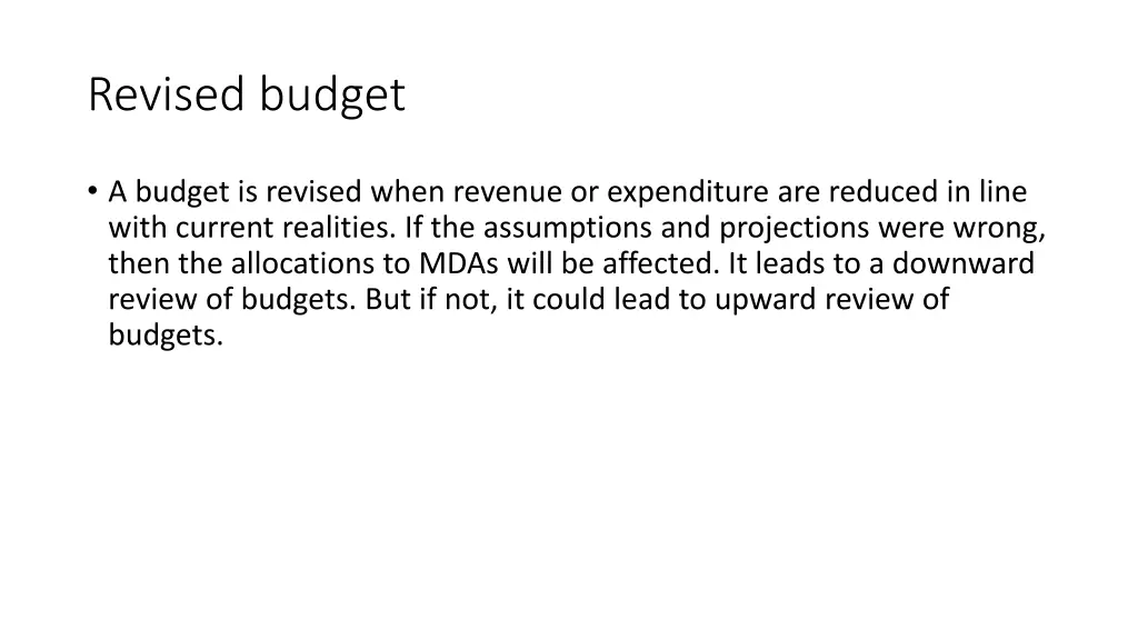 revised budget