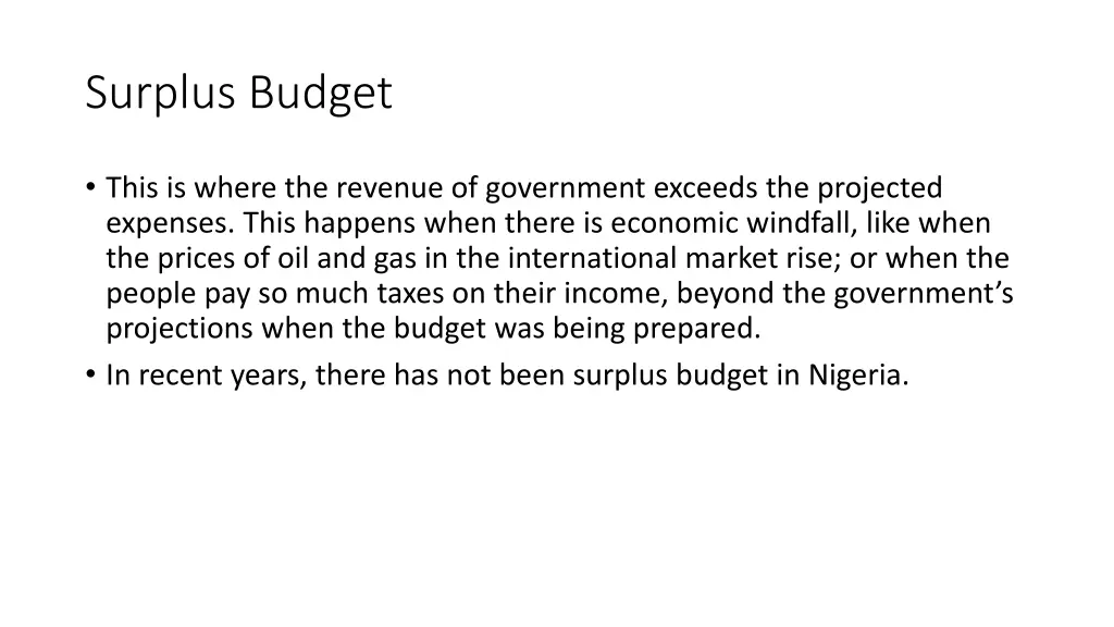 surplus budget
