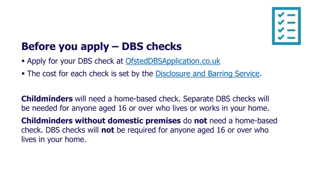 before you apply dbs checks