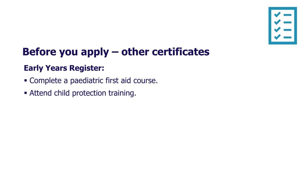 before you apply other certificates