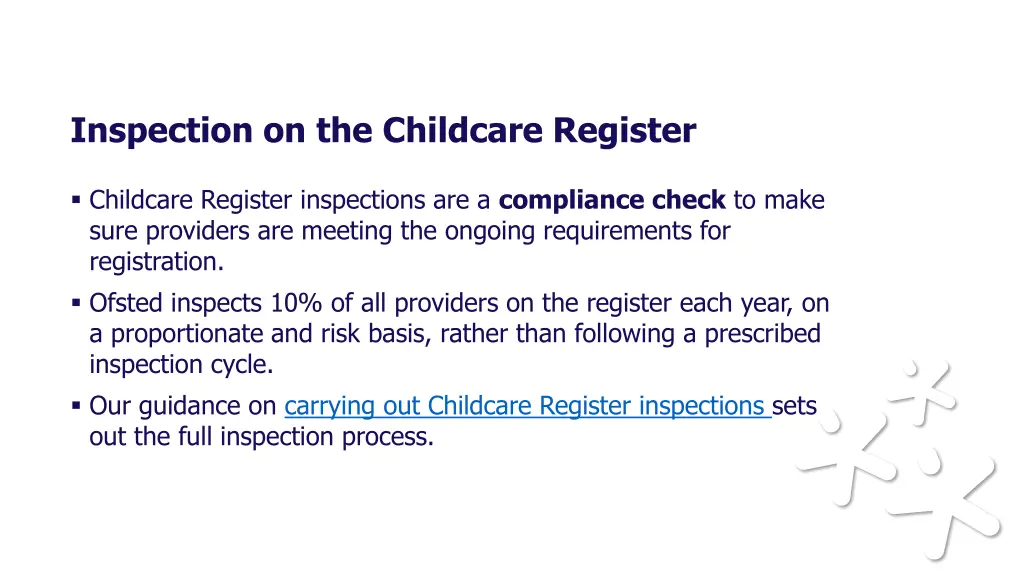 inspection on the childcare register