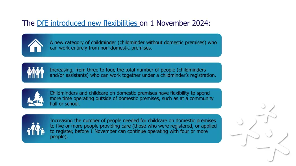 the dfe introduced new flexibilities