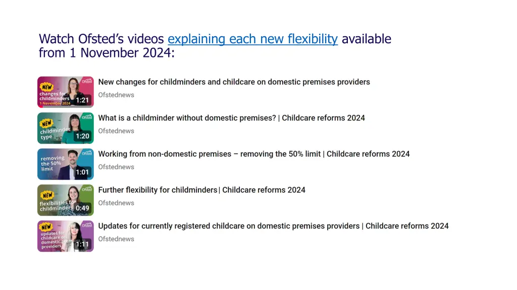 watch ofsted s videos explaining each