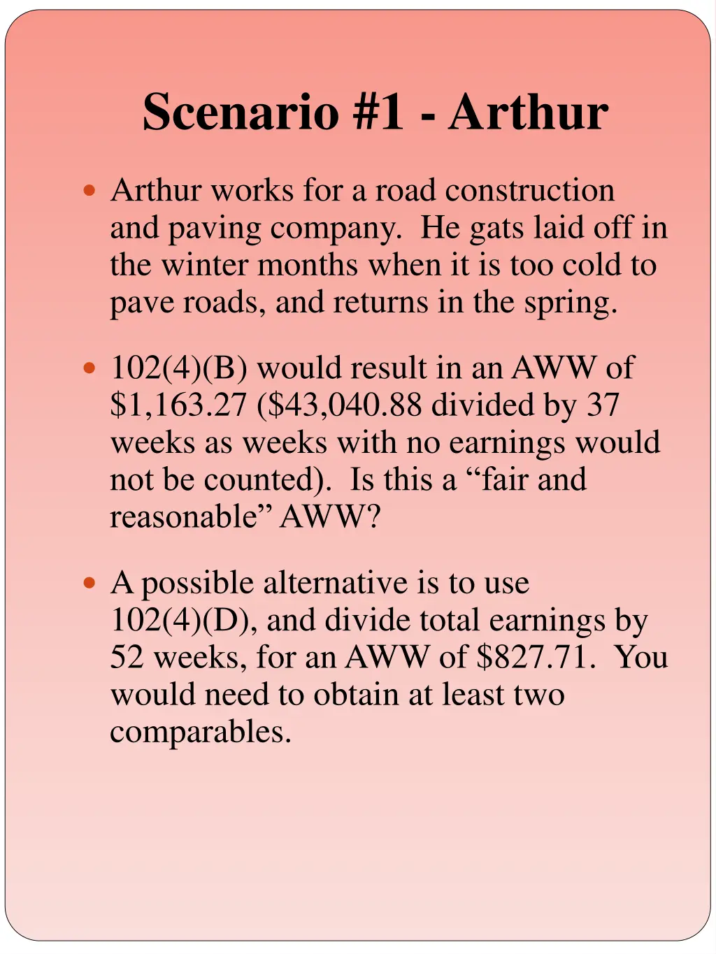 scenario 1 arthur