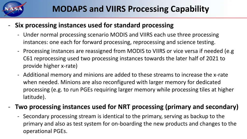 modaps and viirs processing capability