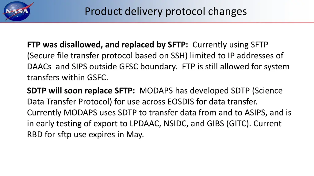 product delivery protocol changes