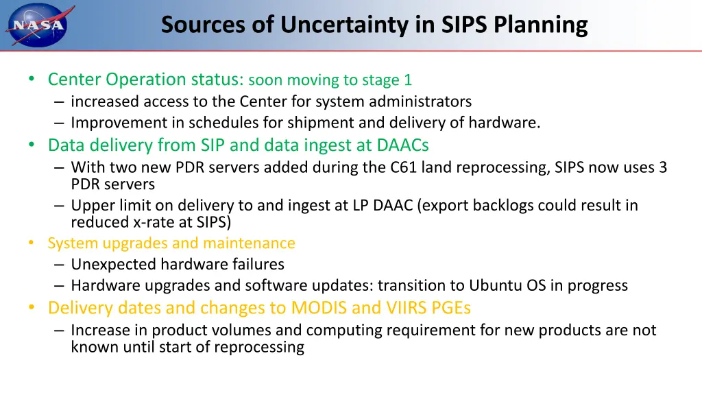 sources of uncertainty in sips planning