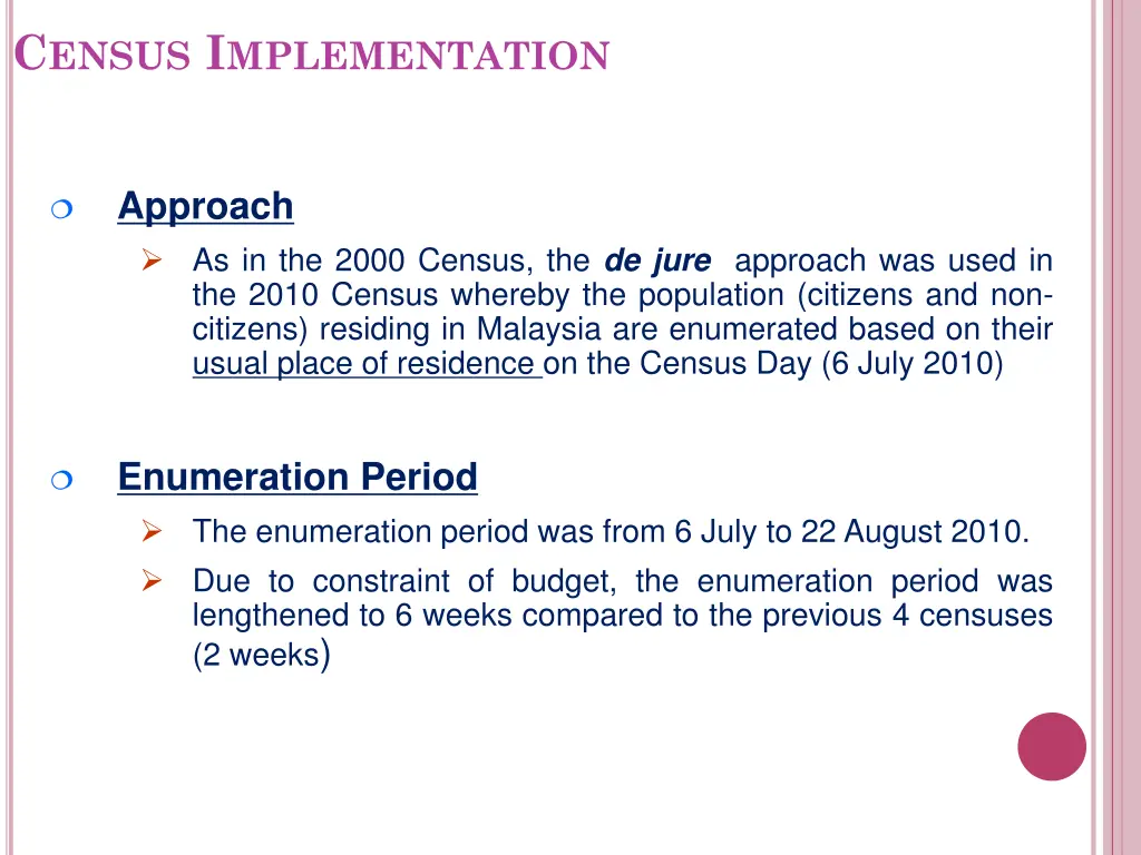 c ensus i mplementation