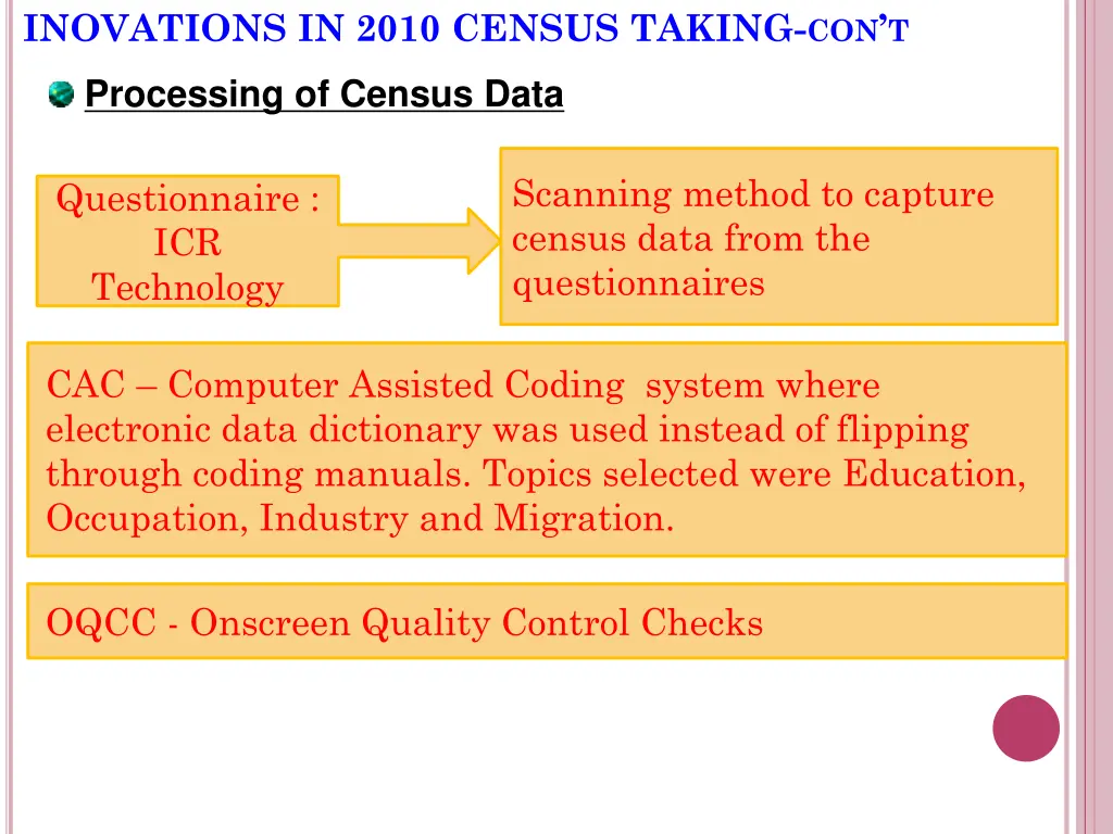inovations in 2010 census taking con t